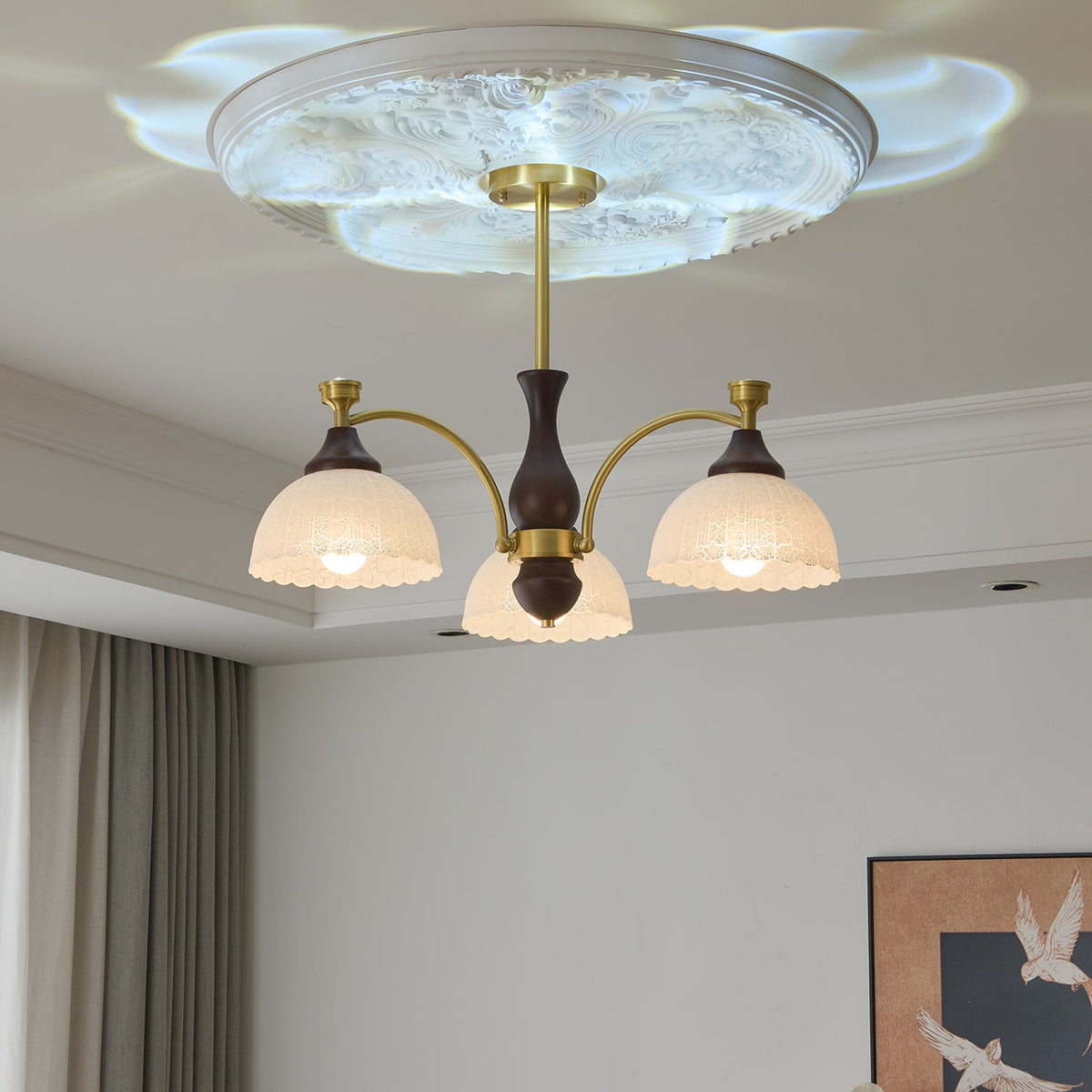 Rosetta Chandelier — Modern Brass and Glass Pendant Light for Dining Room and Living Room