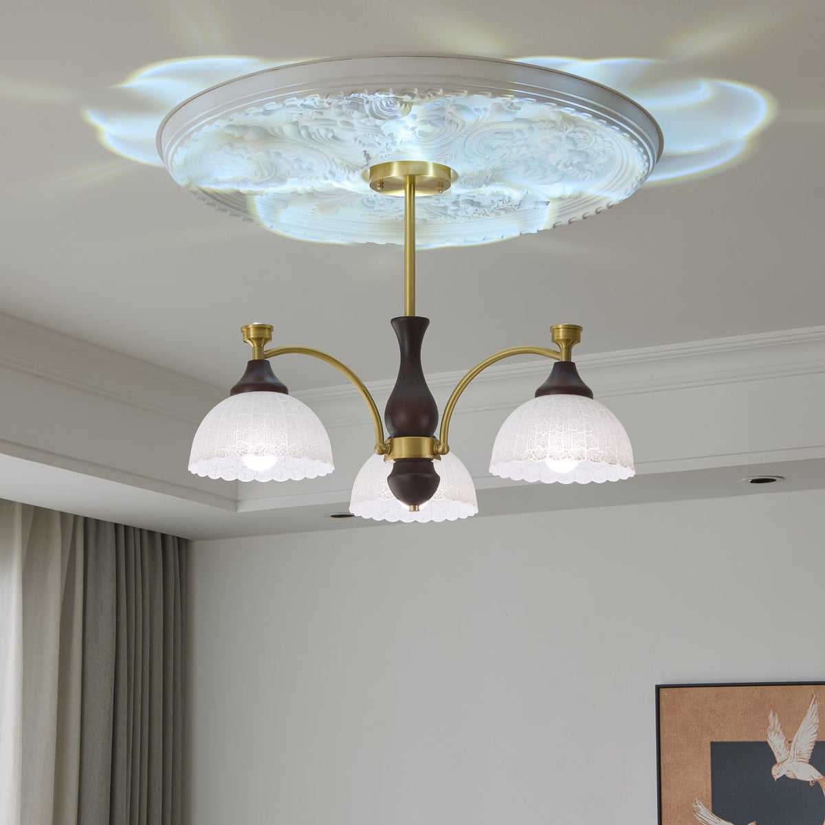 Rosetta Chandelier — Modern Brass and Glass Pendant Light for Dining Room and Living Room