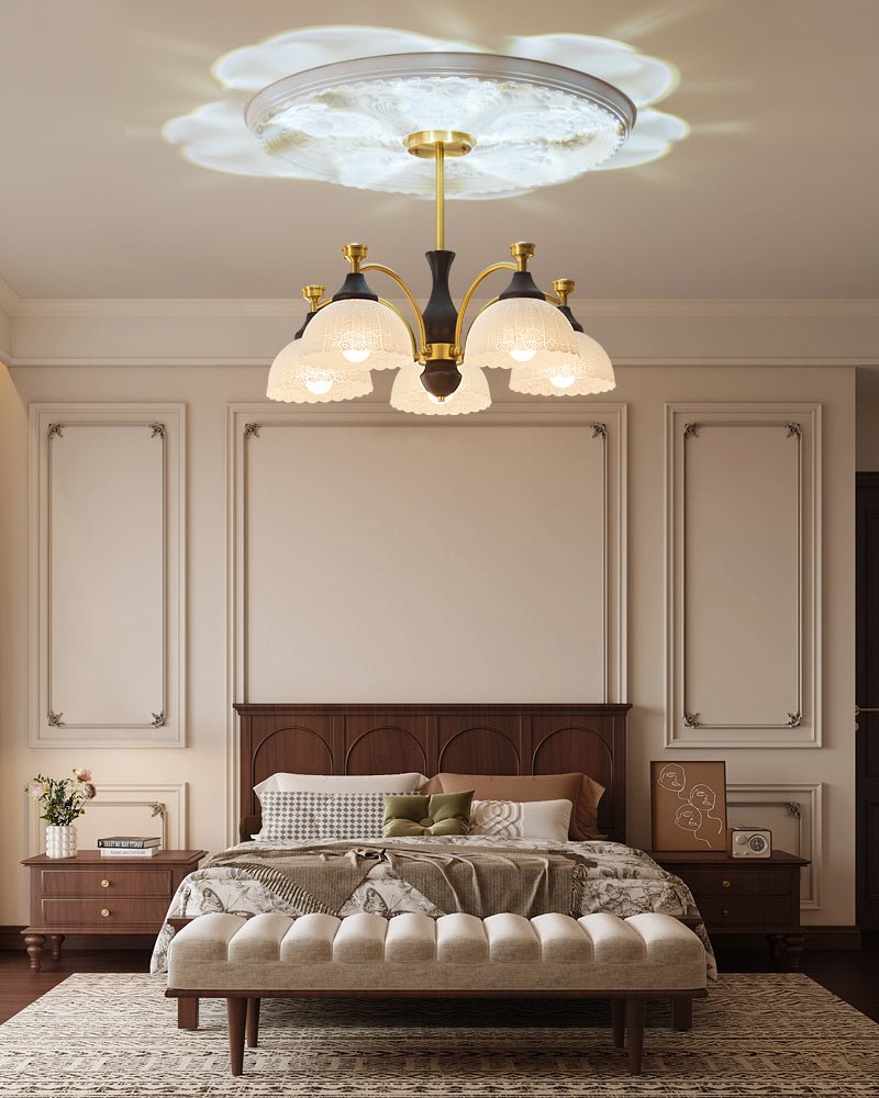 Rosetta Chandelier — Modern Brass and Glass Pendant Light for Dining Room and Living Room