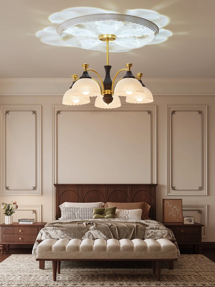 Rosetta Chandelier — Modern Brass and Glass Pendant Light for Dining Room and Living Room