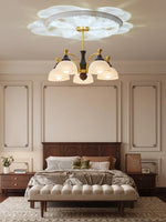 Rosetta Chandelier — Modern Brass and Glass Pendant Light for Dining Room and Living Room