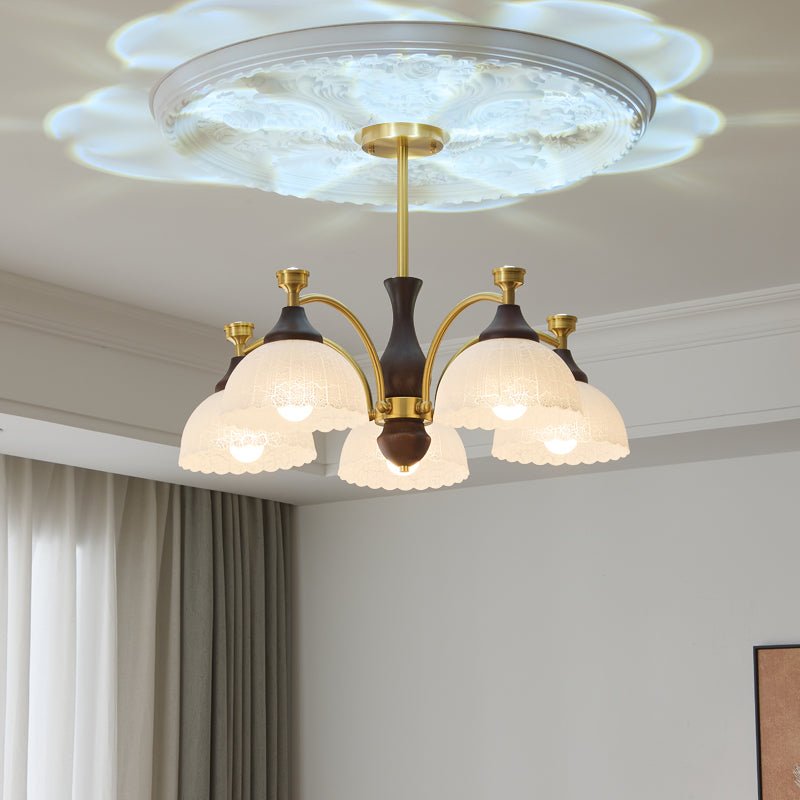 Rosetta Chandelier — Modern Brass and Glass Pendant Light for Dining Room and Living Room