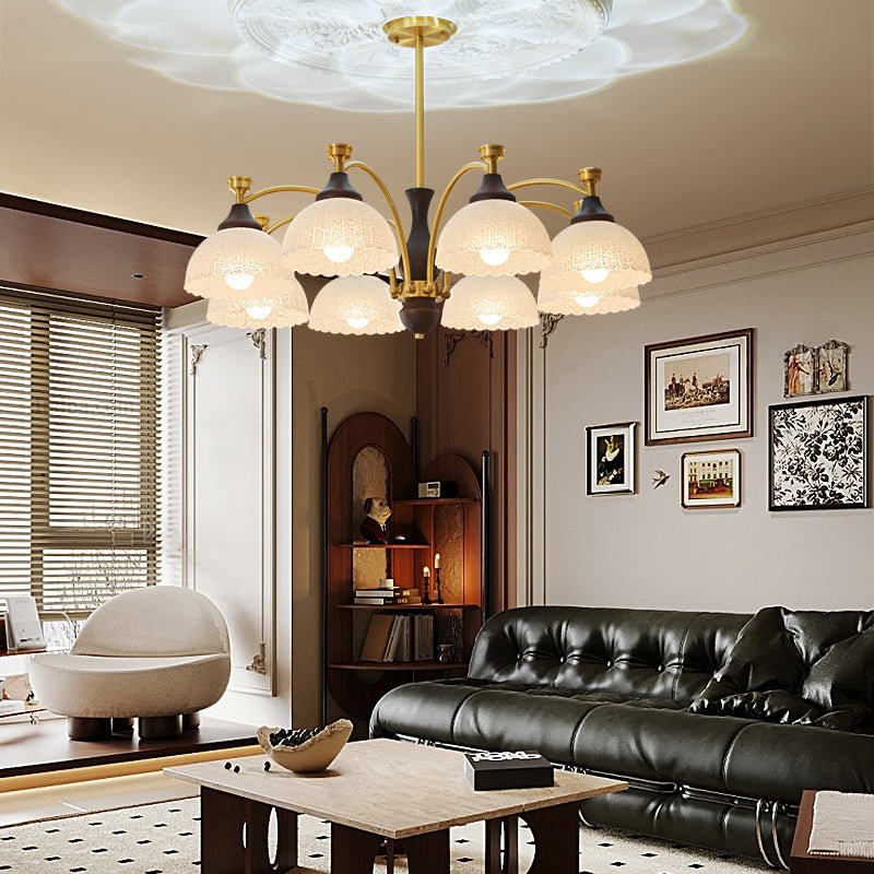 Rosetta Chandelier — Modern Brass and Glass Pendant Light for Dining Room and Living Room