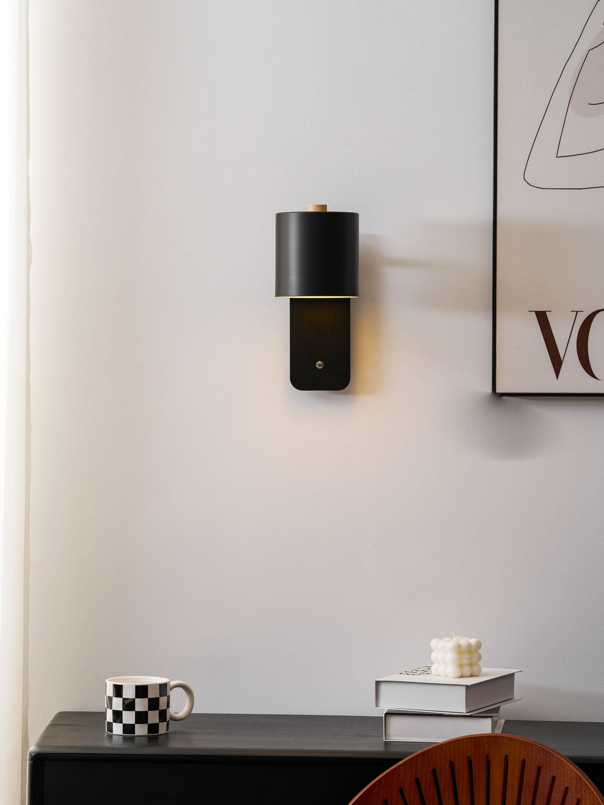 Cylinder Rechargeable Wall Sconce with 350° Rotation and Touch Dimmer