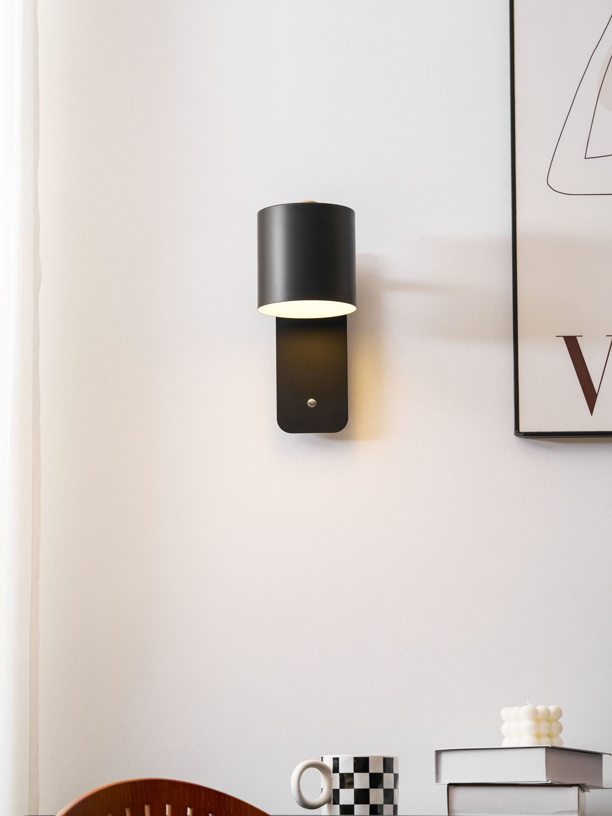 Cylinder Rechargeable Wall Sconce with 350° Rotation and Touch Dimmer