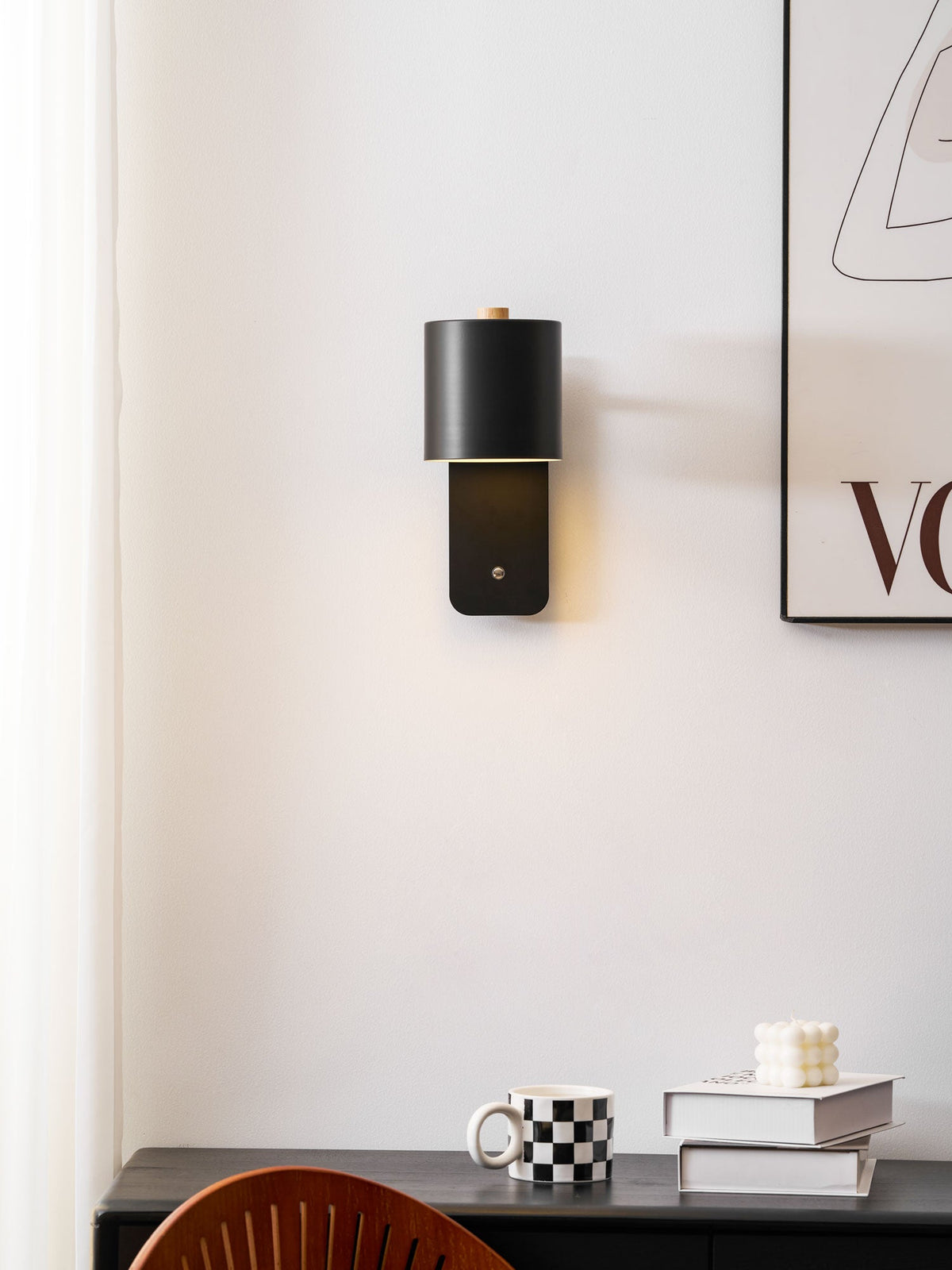Cylinder Rechargeable Wall Sconce with 350° Rotation and Touch Dimmer