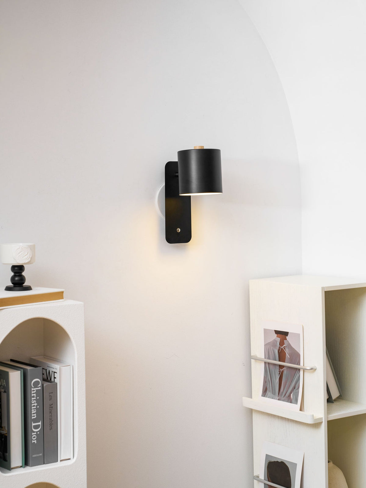Cylinder Rechargeable Wall Sconce with 350° Rotation and Touch Dimmer
