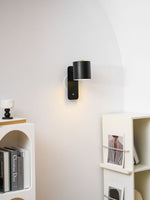 Cylinder Rechargeable Wall Sconce with 350° Rotation and Touch Dimmer