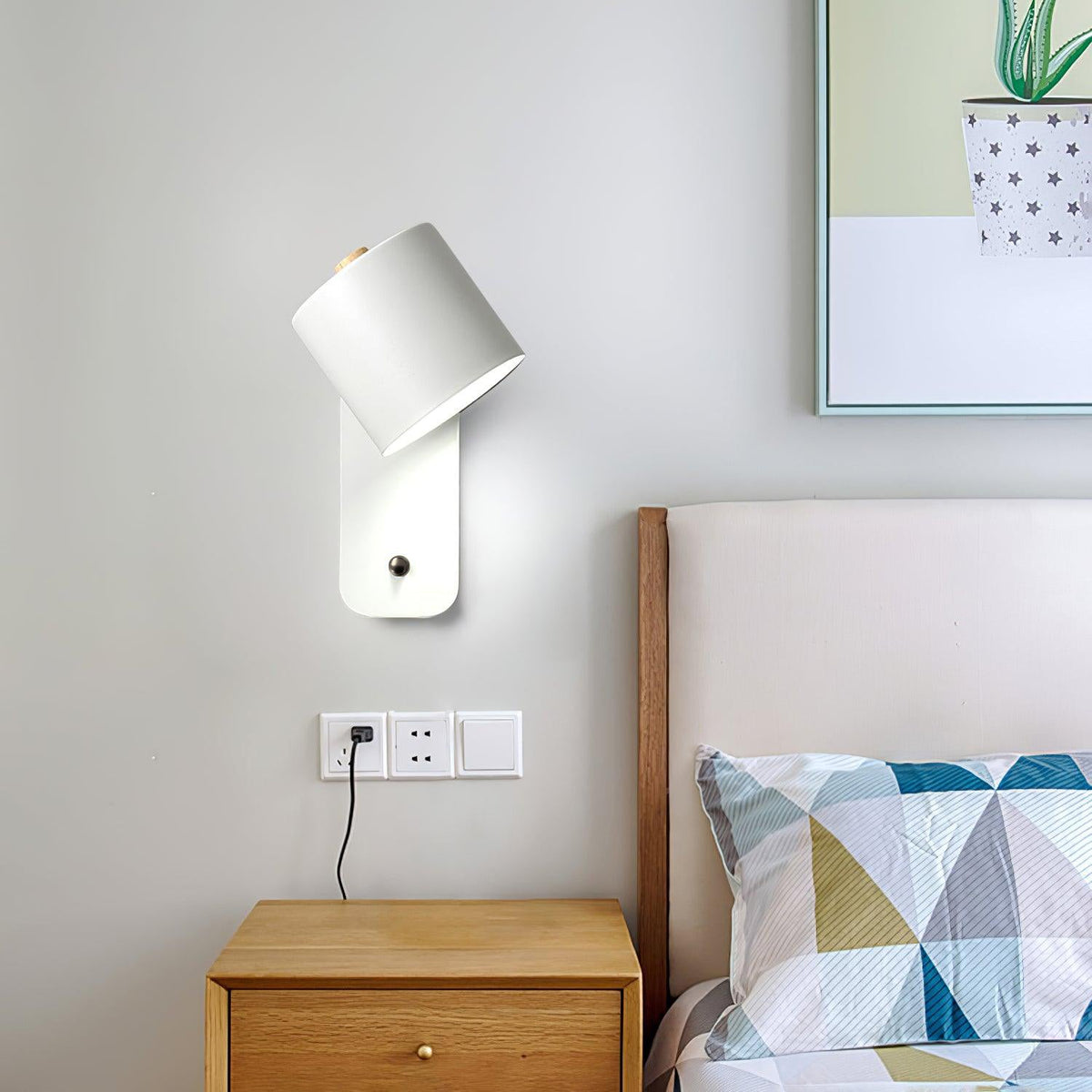 Cylinder Rechargeable Wall Sconce with 350° Rotation and Touch Dimmer