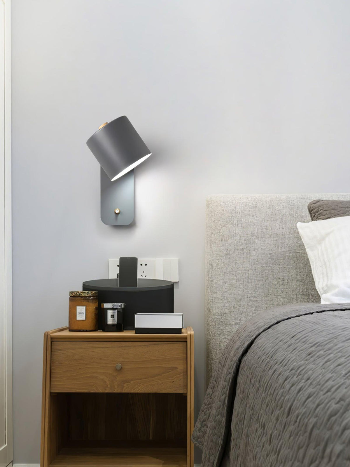 Rotatable Cylinder Plug In Wall Lamp