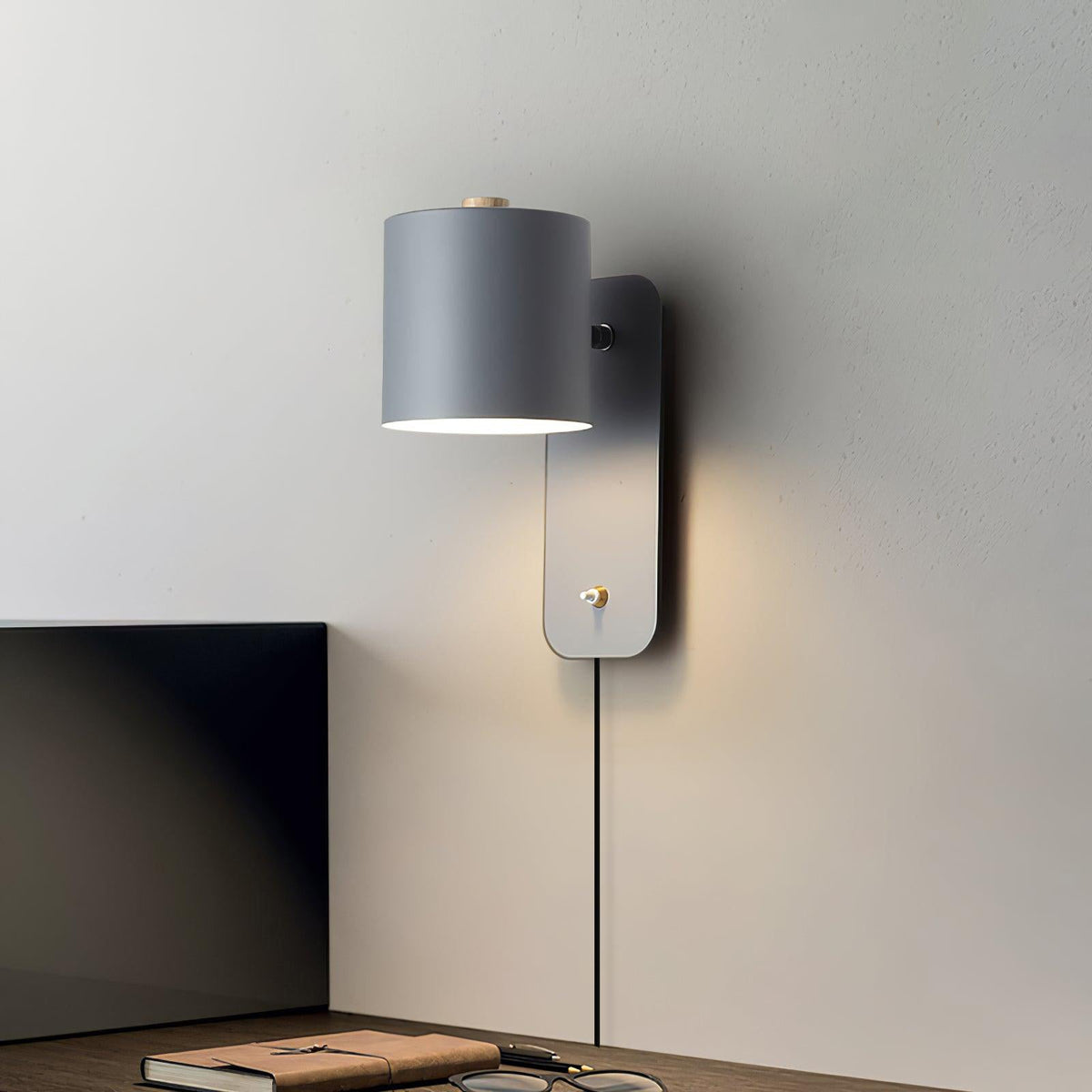Rotatable Cylinder Plug In Wall Lamp