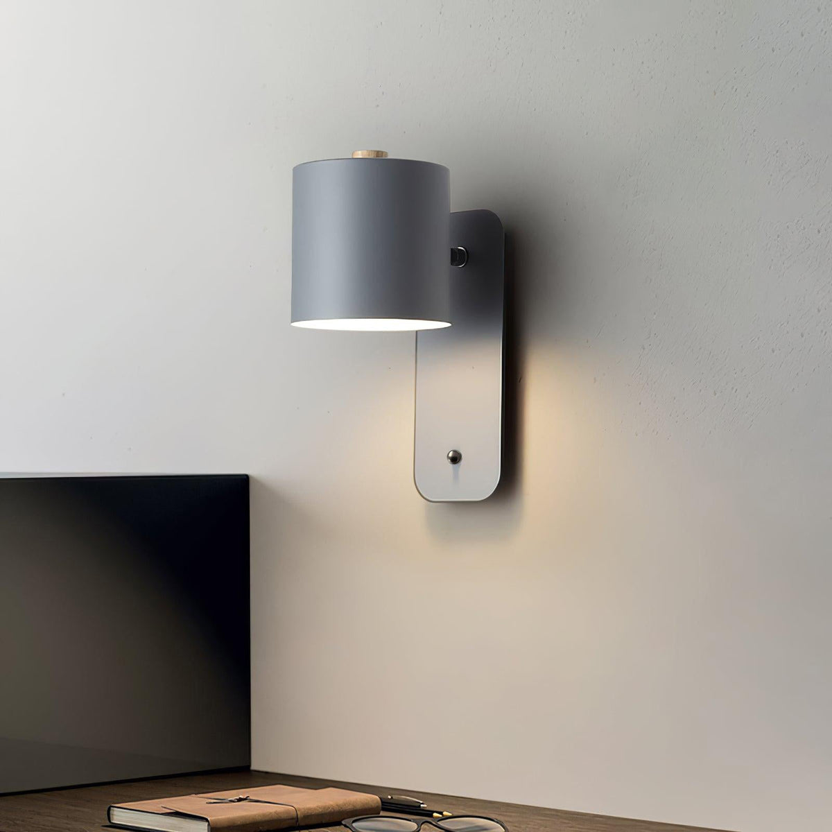 Cylinder Rechargeable Wall Sconce with 350° Rotation and Touch Dimmer