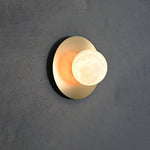 Round Alabaster Orb Wall Sconce in Brass for Modern Interiors