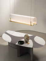 Modern Gold LED Arch Chandelier for Dining Room and Living Space