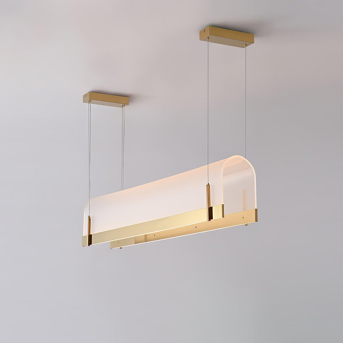 Modern Gold LED Arch Chandelier for Dining Room and Living Space