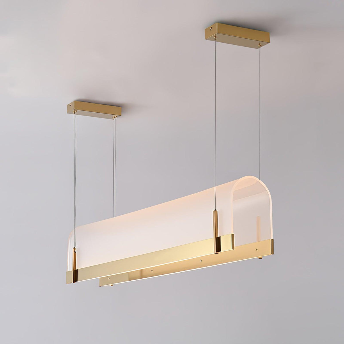 Modern Gold LED Arch Chandelier for Dining Room and Living Space