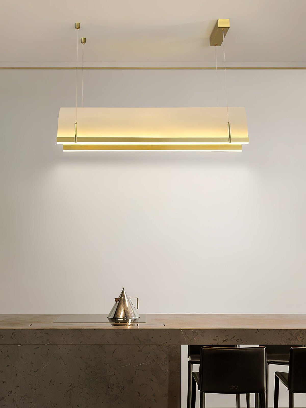 Modern Gold LED Arch Chandelier for Dining Room and Living Space