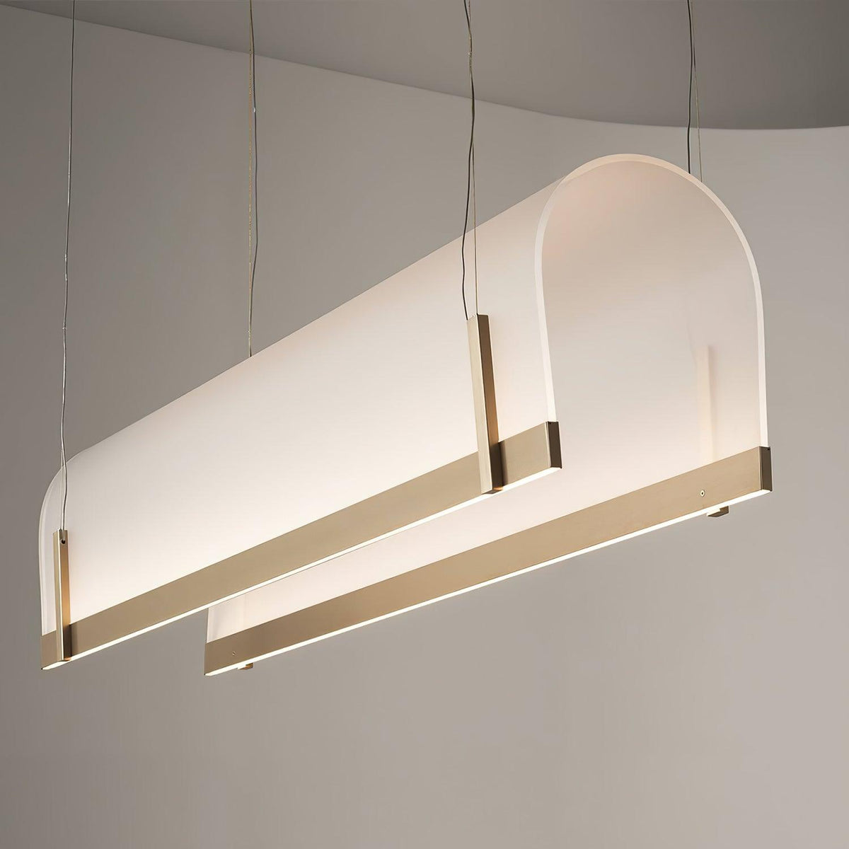 Modern Gold LED Arch Chandelier for Dining Room and Living Space