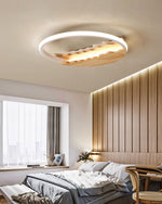 Round Wood Grain Wave Ceiling Lamp