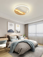 Round Wood Grain Wave Ceiling Lamp