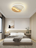 Round Wood Grain Wave Ceiling Lamp