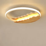 Round Wood Grain Wave Ceiling Lamp