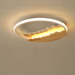 Round Wood Grain Wave Ceiling Lamp