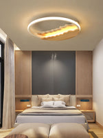 Round Wood Grain Wave Ceiling Lamp