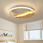 Round Wood Grain Wave Ceiling Lamp