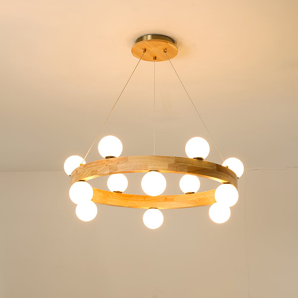 Round Wood Ring Pendant Light