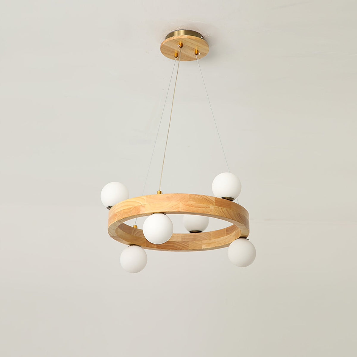 Round Wood Ring Pendant Light