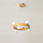 Round Wood Ring Pendant Light