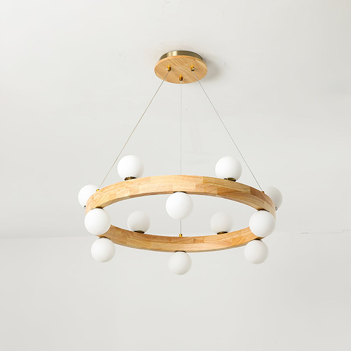 Round Wood Ring Pendant Light
