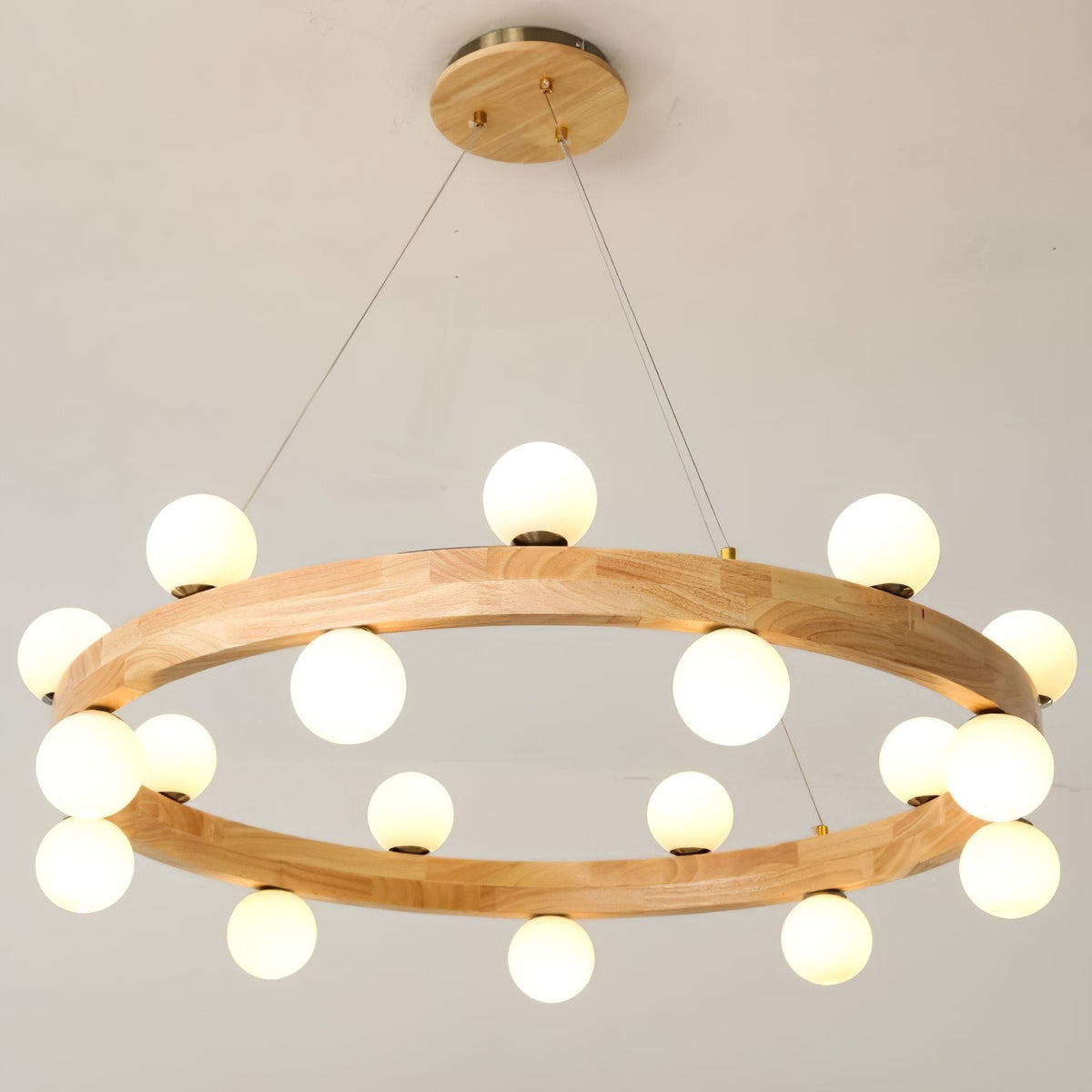 Round Wood Ring Pendant Light