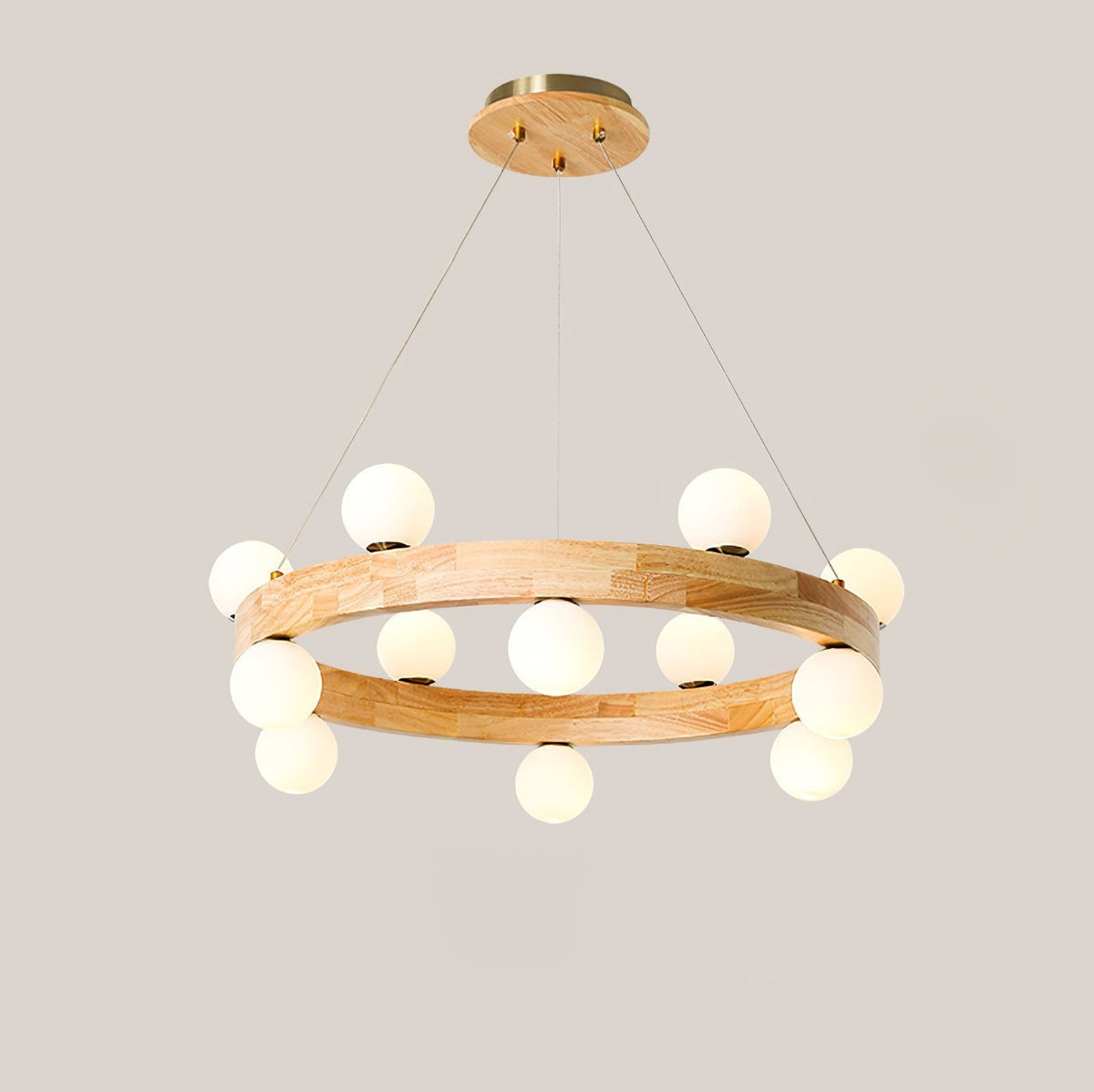 Round Wood Ring Pendant Light