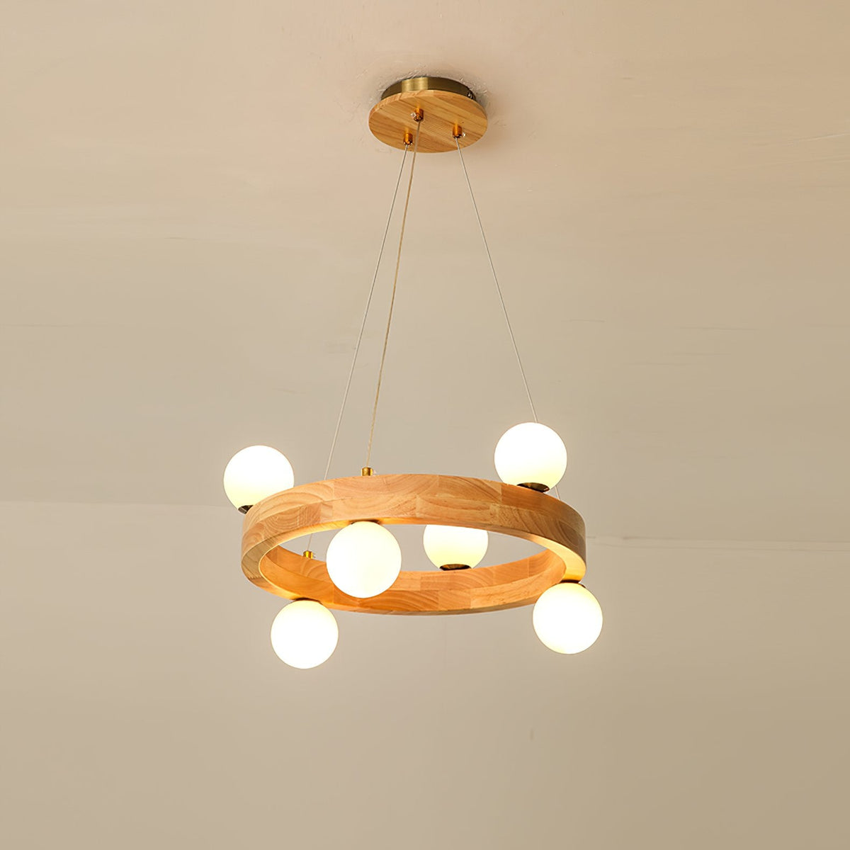 Round Wood Ring Pendant Light