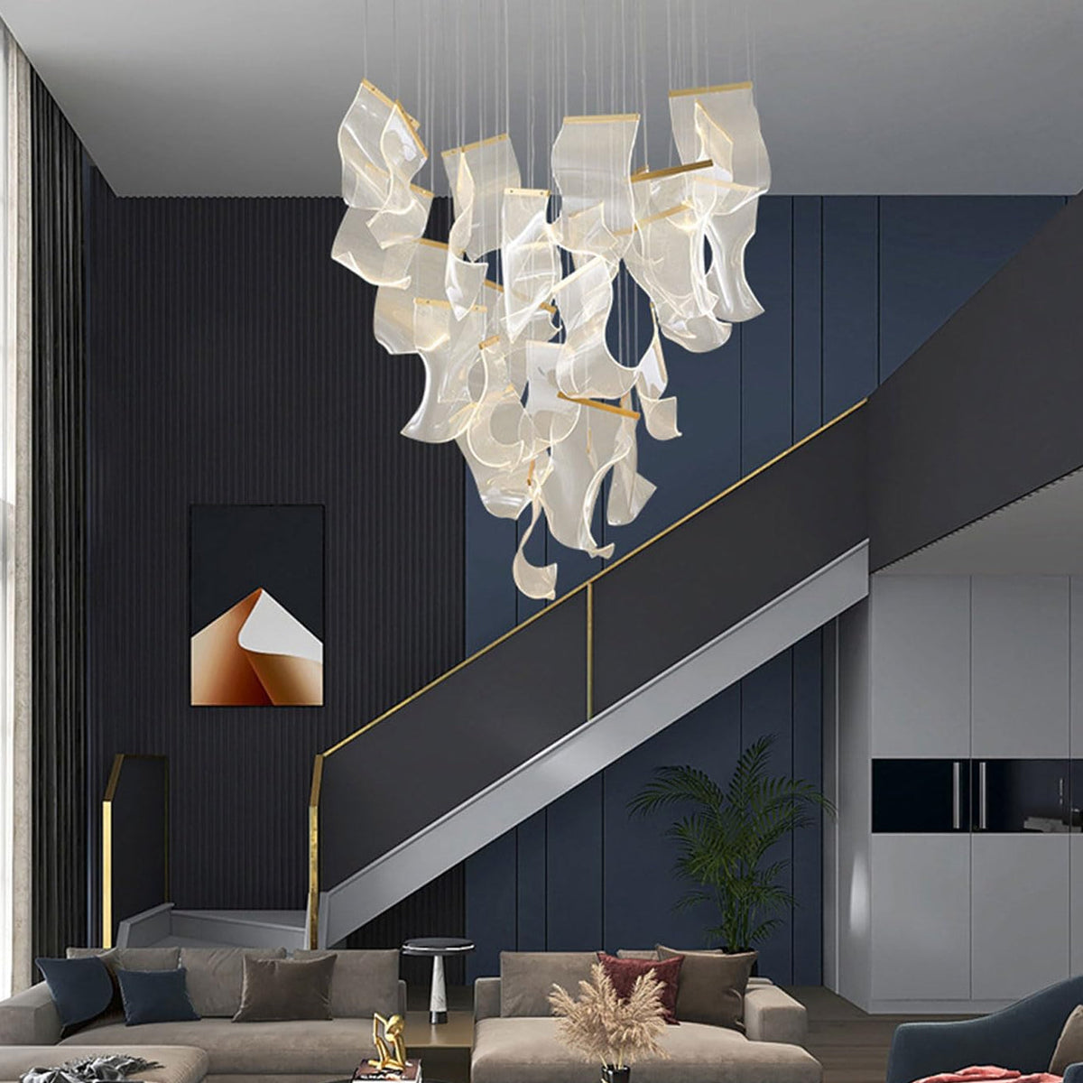 Double Storey Villa Living Room Light Luxurious And Artistic Chandelier