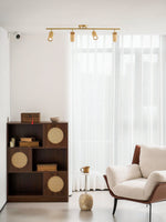 Rowan Ceiling Light in Walnut and Brass, Modern Track Lighting
