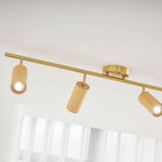 Rowan Ceiling Light in Walnut and Brass, Modern Track Lighting