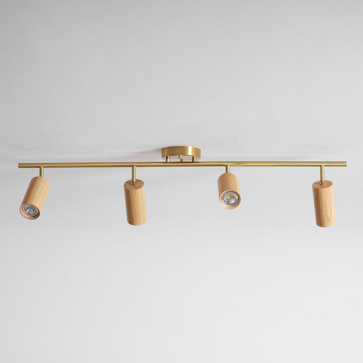 Rowan Ceiling Light in Walnut and Brass, Modern Track Lighting