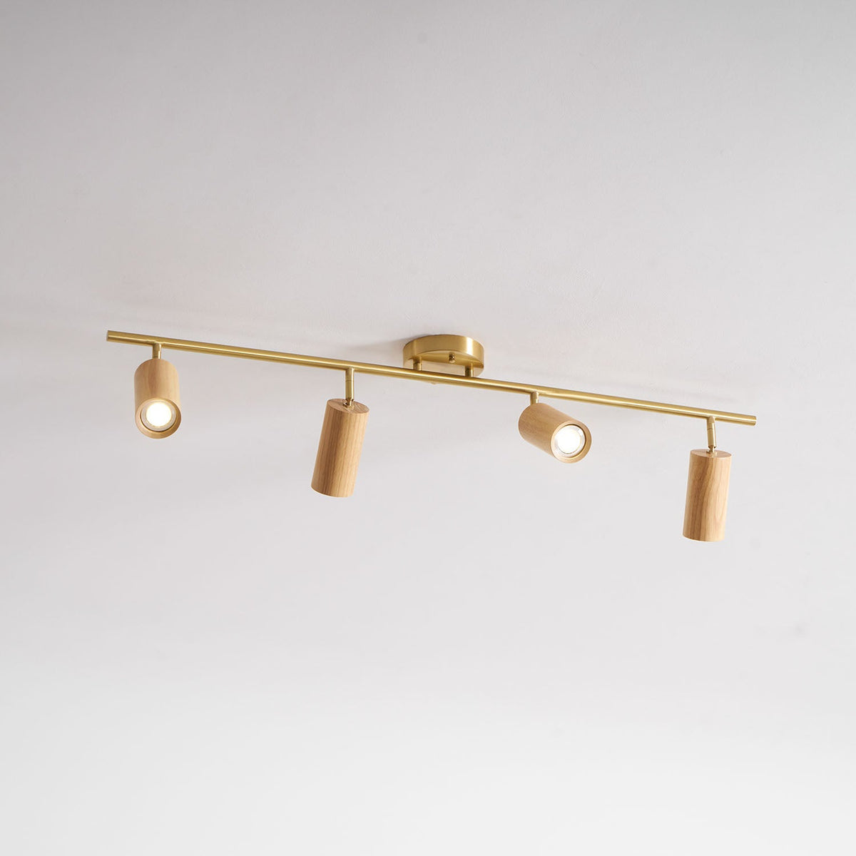 Rowan Ceiling Light in Walnut and Brass, Modern Track Lighting