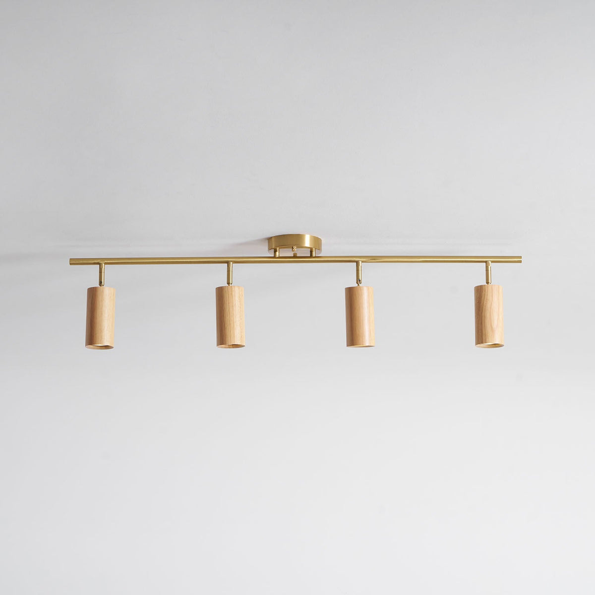 Rowan Ceiling Light in Walnut and Brass, Modern Track Lighting