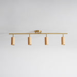 Rowan Ceiling Light in Walnut and Brass, Modern Track Lighting