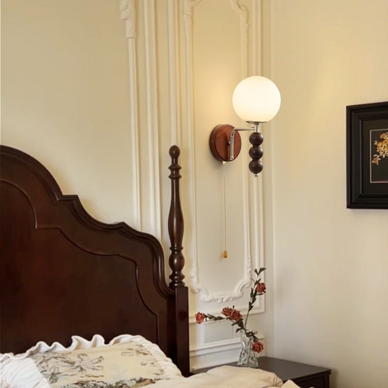 Rowan Bead Wall Sconce – Modern Wood & Glass Wall Light