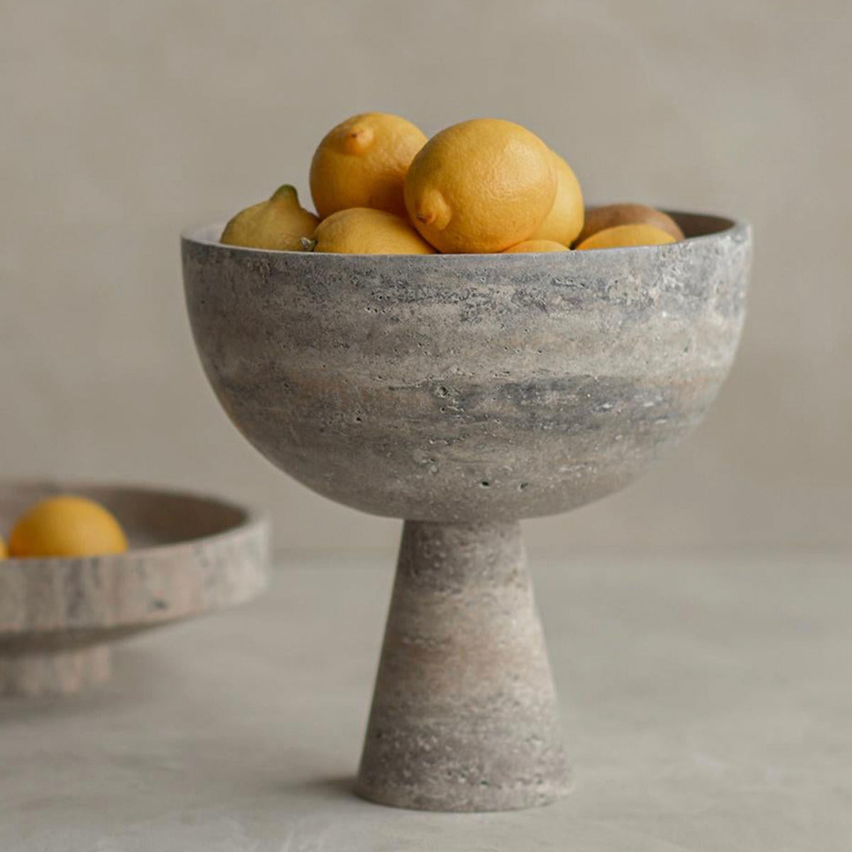 Rowan Stone Display Bowl – Sculptural Marble & Travertine Decor Accent