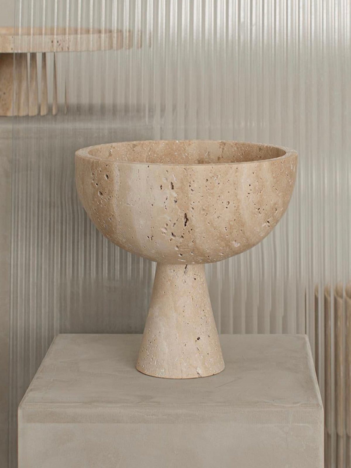 Rowan Stone Display Bowl – Sculptural Marble & Travertine Decor Accent