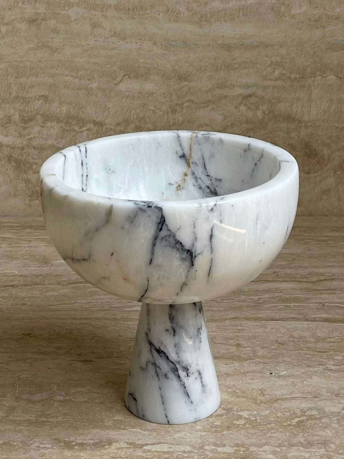 Rowan Stone Display Bowl – Sculptural Marble & Travertine Decor Accent