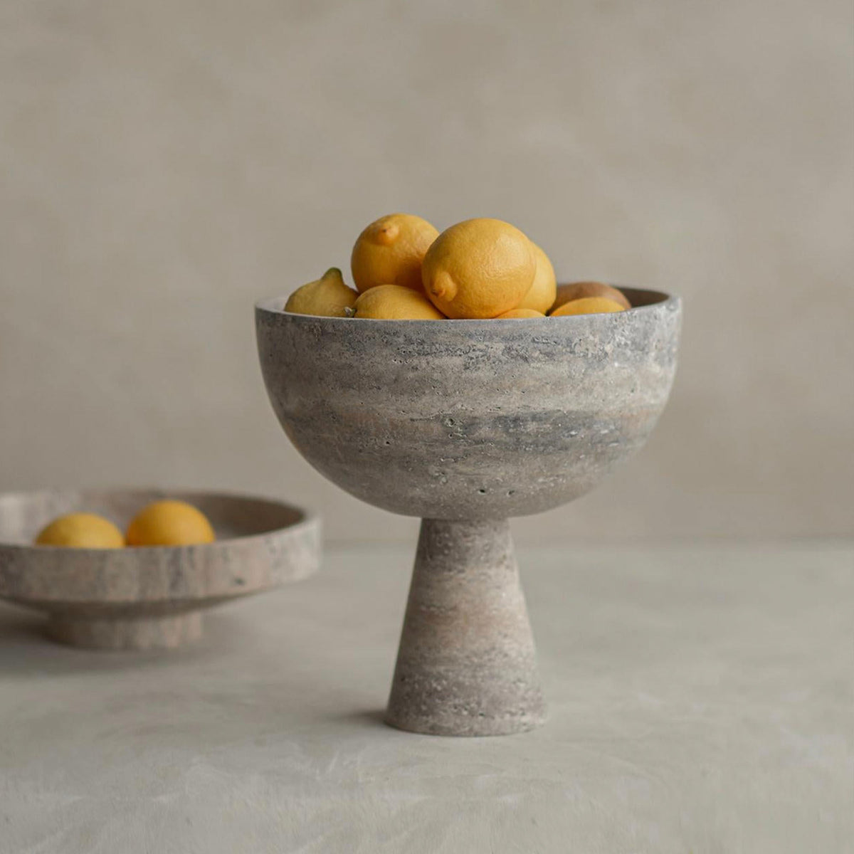 Rowan Stone Display Bowl – Sculptural Marble & Travertine Decor Accent