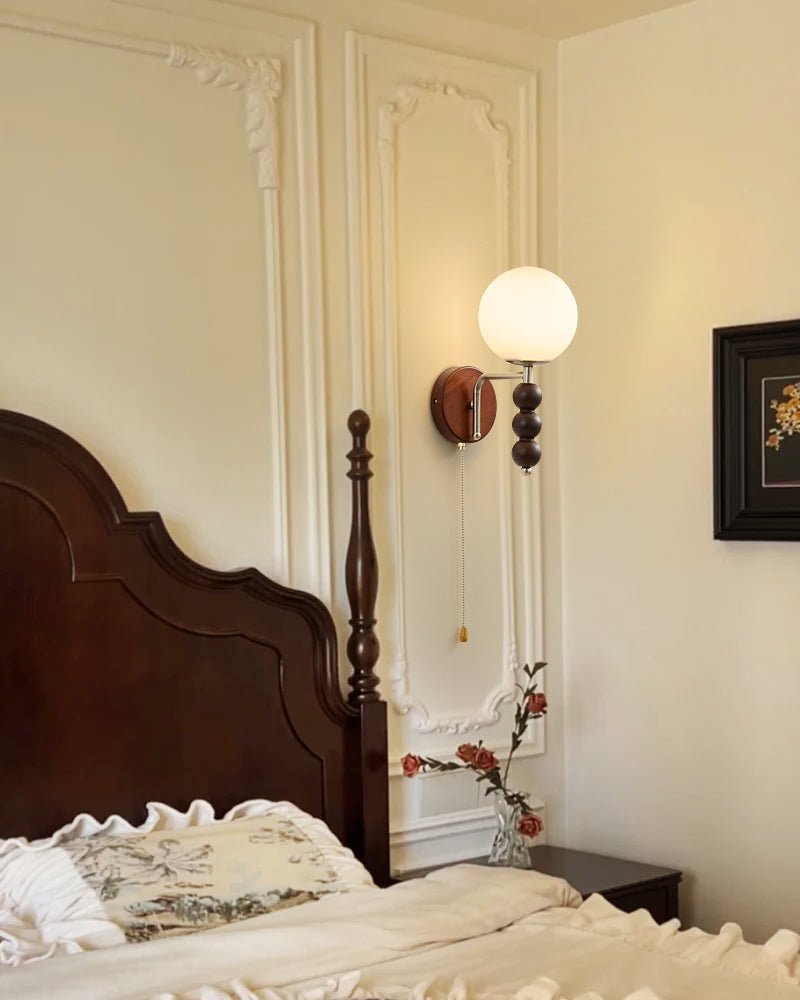 Rowan Bead Wall Sconce – Modern Wood & Glass Wall Light