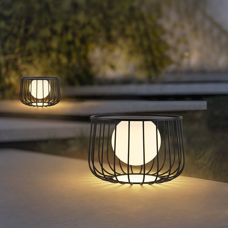 Rowan Cage Solar Lantern – Modern Outdoor Portable Lamp